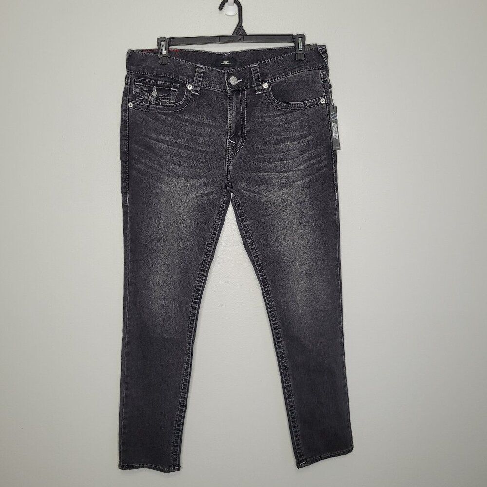 True Religion Rocco relaxed skinny black jeans size 36x32 NWT